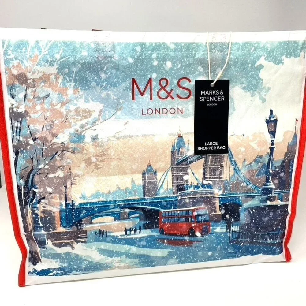 Marks & Spencer Reusable Holiday London Tote Large Shopper Bag Christmas